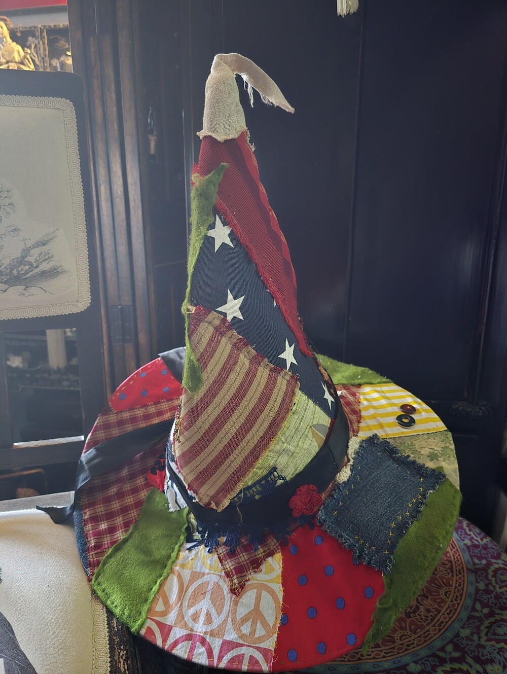 Witch Hat. Tattered And Thorn Patchwork Witch. Halloween. Samhain. One Of A Kind